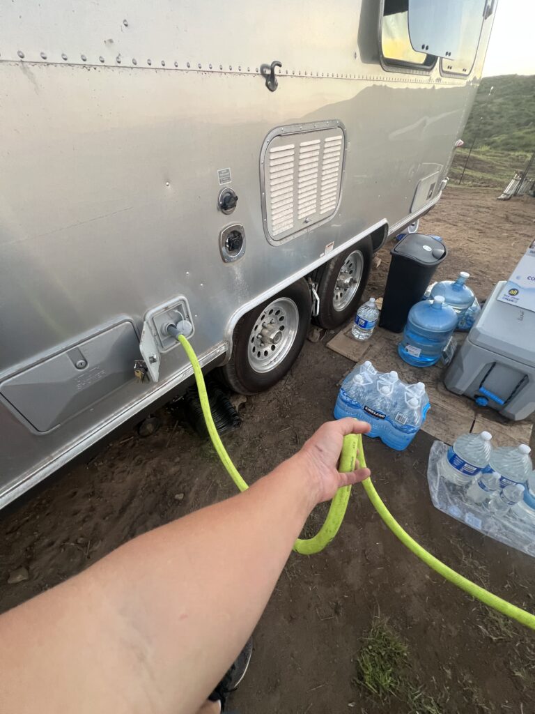 hose into airstream tank