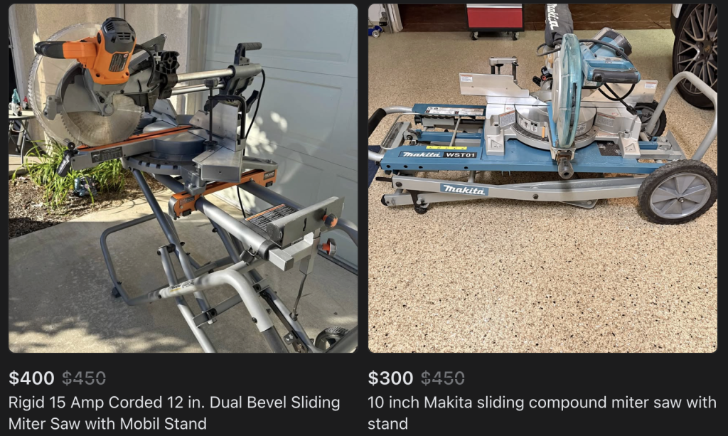 used miter saws on Facebook Marketplace