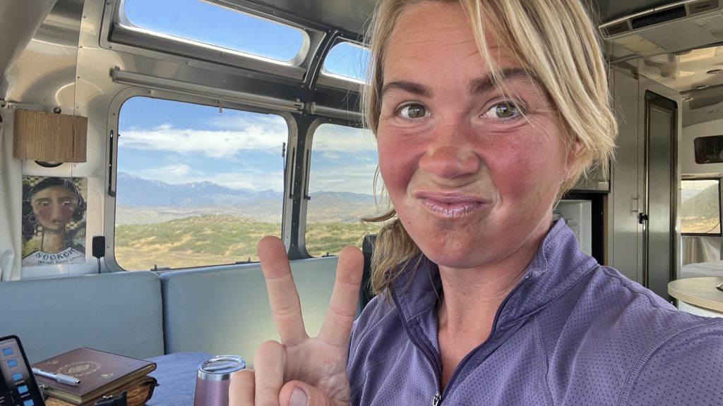 Woman in an airstream